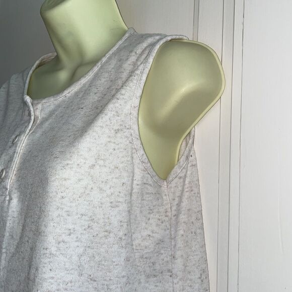 Vtg 80s/90s Units oatmeal colored polyester/cotton/flax 3 button neck tank top - Picture 4 of 8
